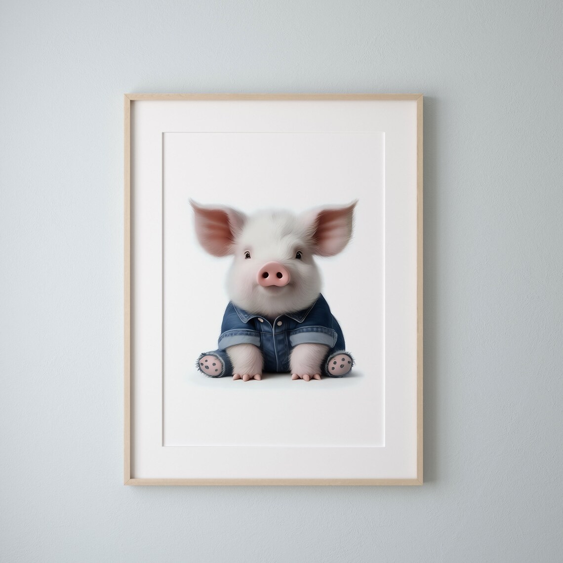 Adorable Baby Pig in Denim Jacket Sweet Nursery Animal Poster - Image 3