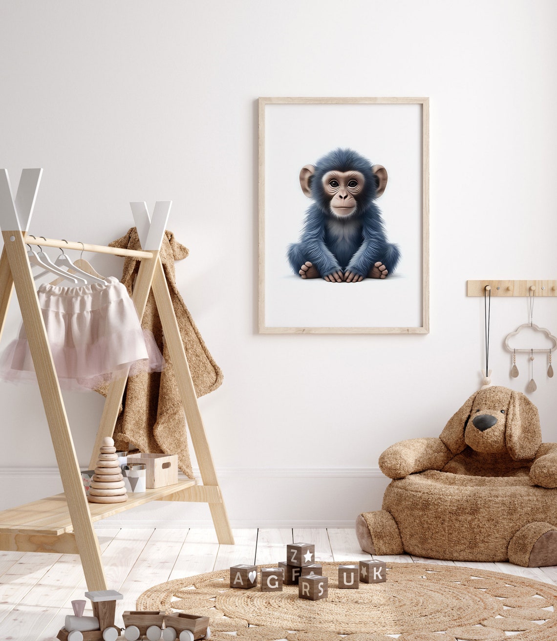 Adorable Fluffy Baby Chimpanzee Sitting Sweet Nursery Animal Poster - Image 6