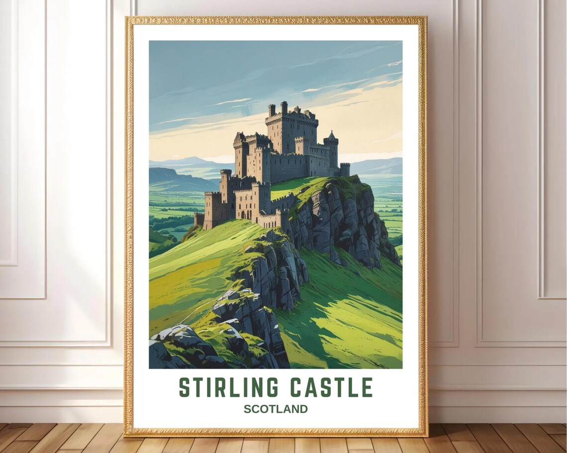 Stirling Castle Scotland Crag Fortress Green Hills Art Poster