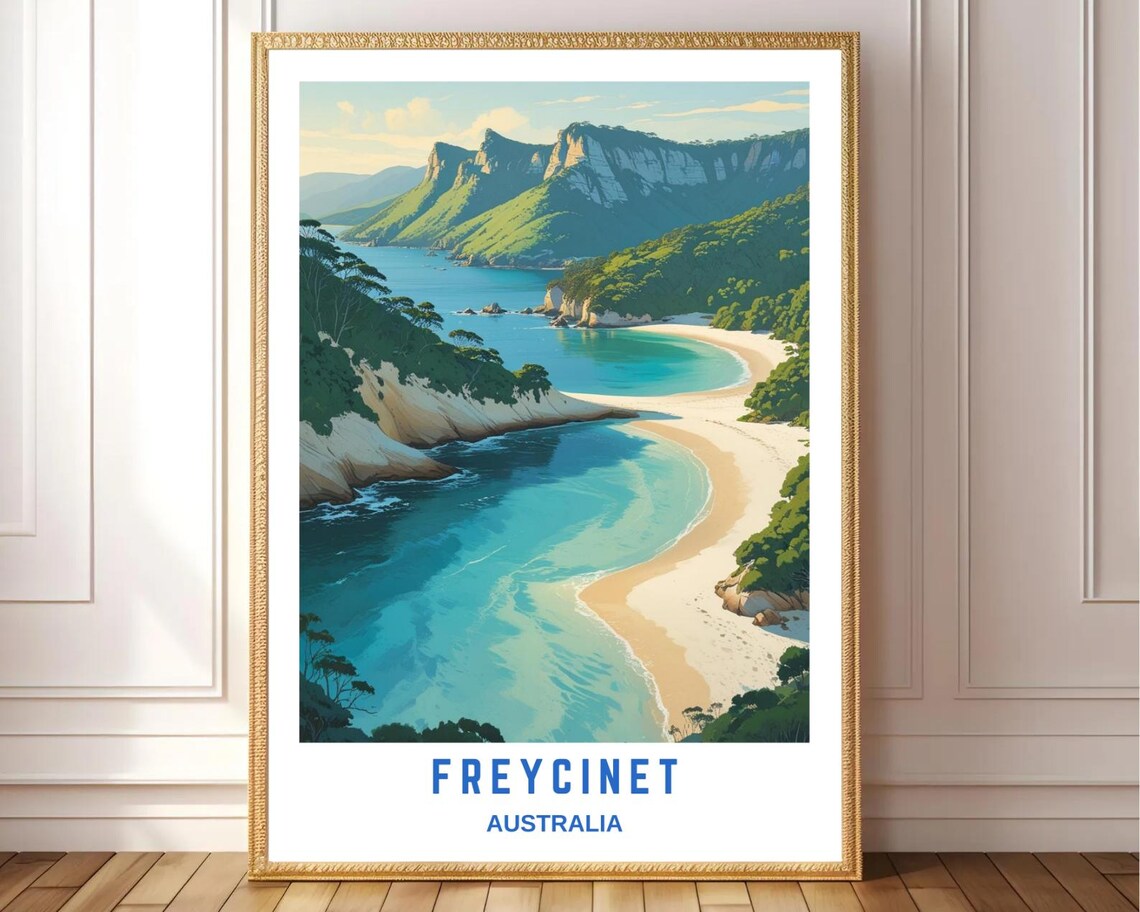 Freycinet National Park Vintage Coastal Landscape Print