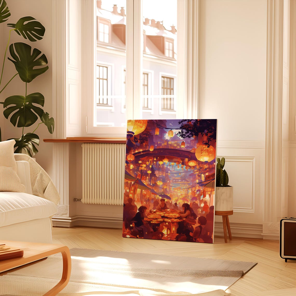 Anime Street Market Poster For Home Decor Vibrant Lantern Festival Art Japanese Night Market Print Anime Gift For Fans Cityscape Decor - Image 3