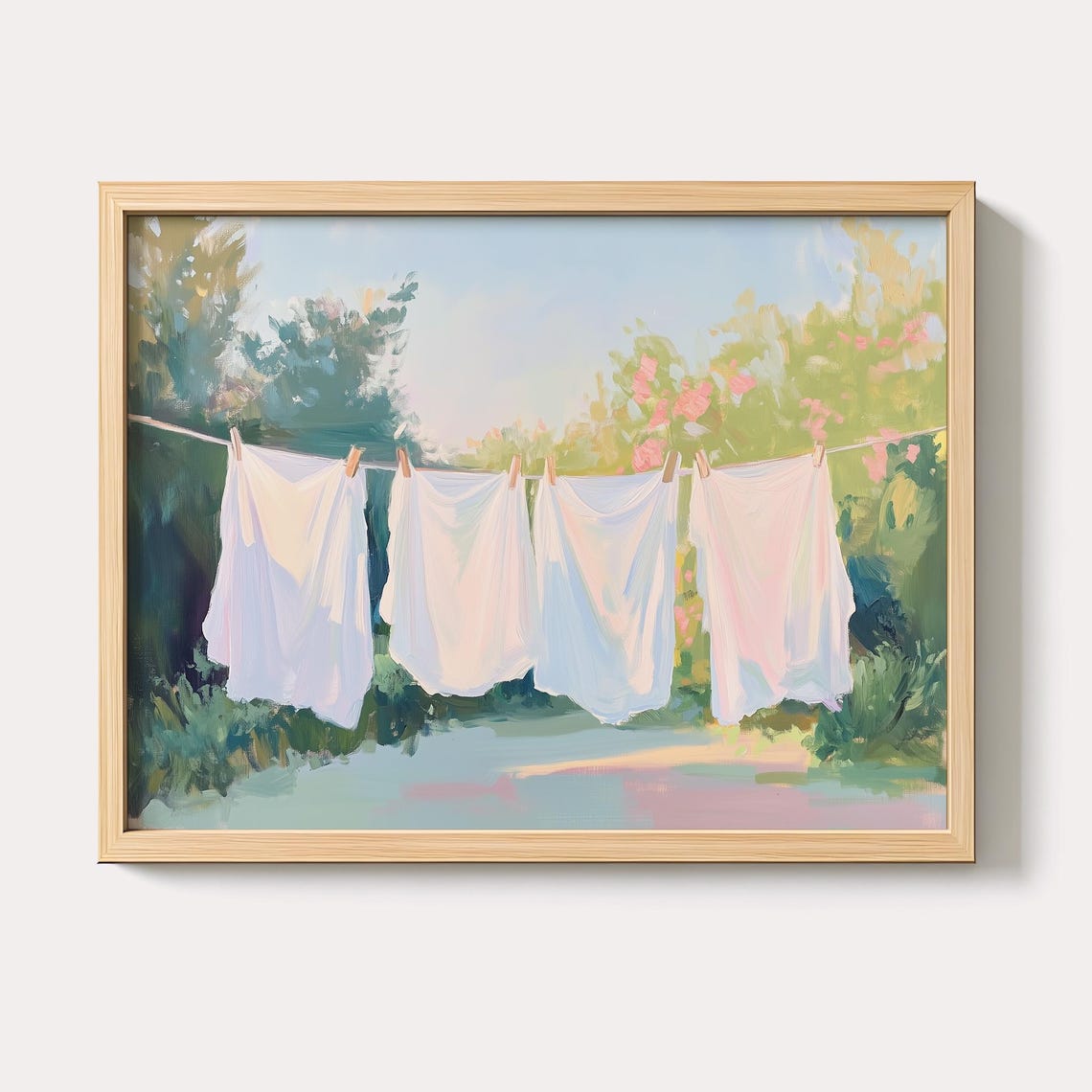 White Sheets On Clothesline In Sunny Garden Laundry Day Poster