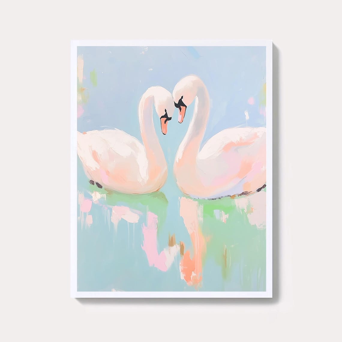 Pastel Swan Painting Vintage Nursery Art Print