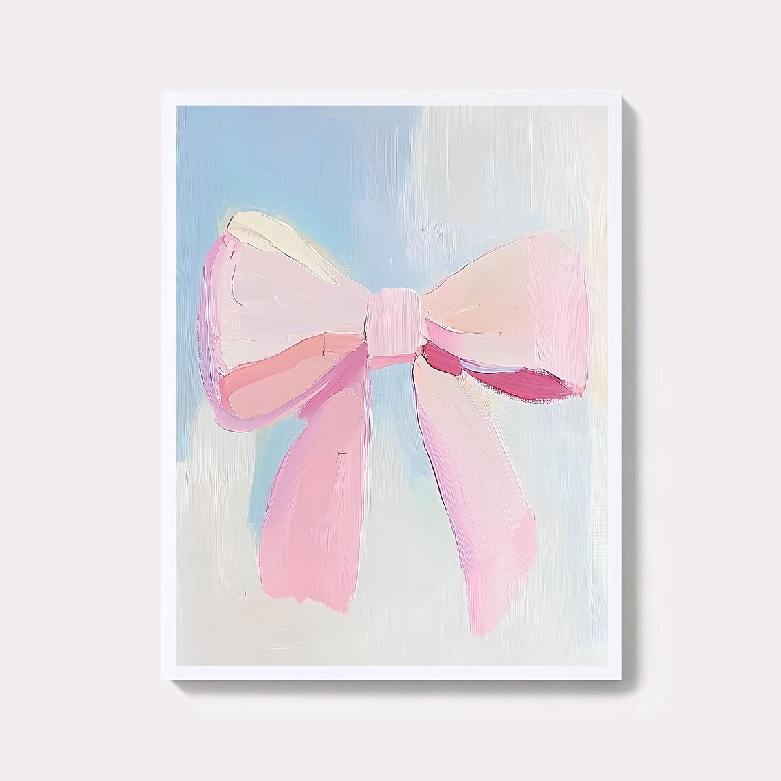 Blush Pink Bow Oil Painting Pastel Coquette Room Decor Poster