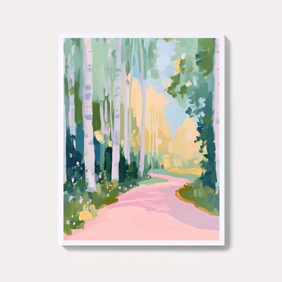 Pastel Spring Forest Print Colorful Landscape Wall Art 5x724x36in Jpgs