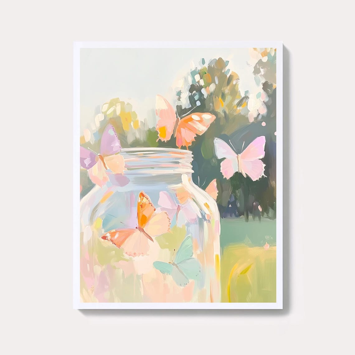 Butterflies In A Jar Print Abstract Pastel Nature Wall Art