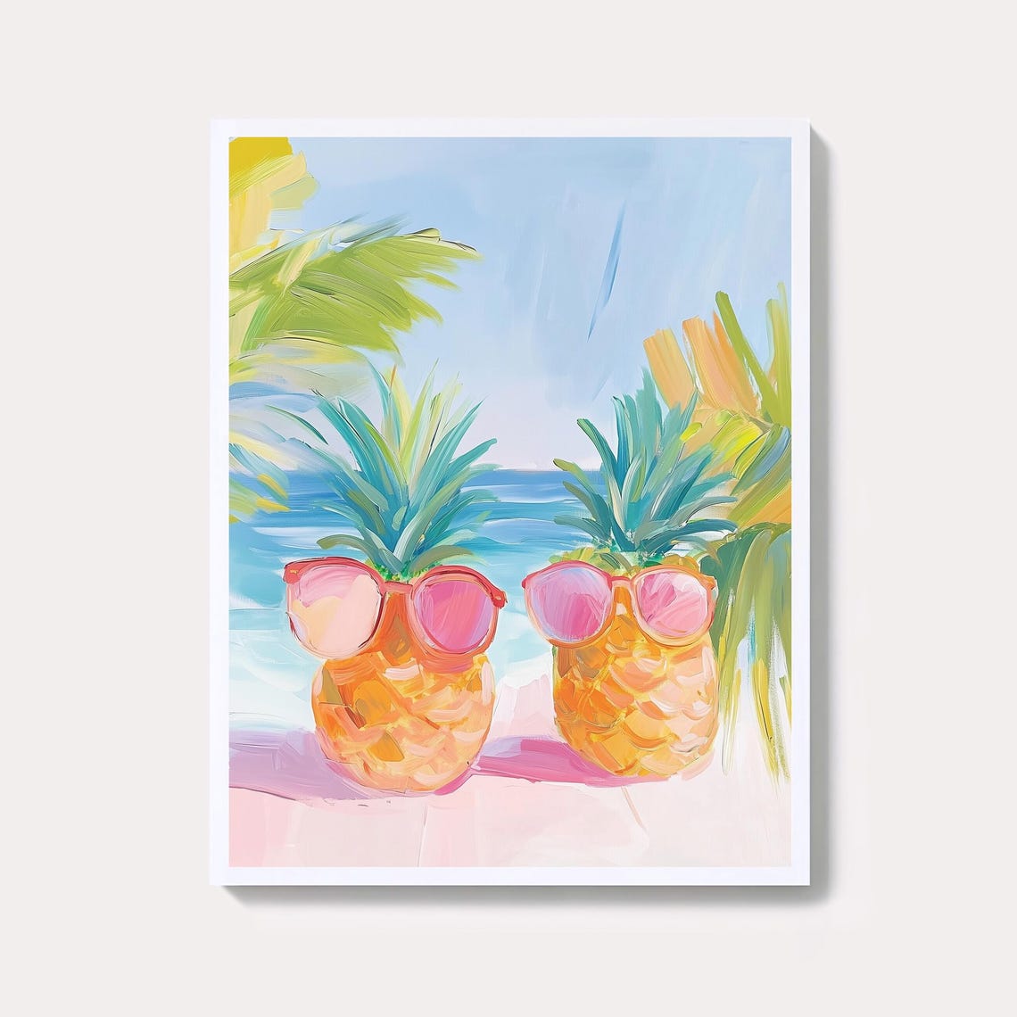 Pineapple Palm Print Bright Summer Wall Art
