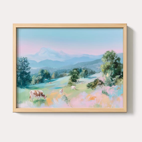 Moody Country Landscape Art Vintage Farmhouse Tv Frame Print