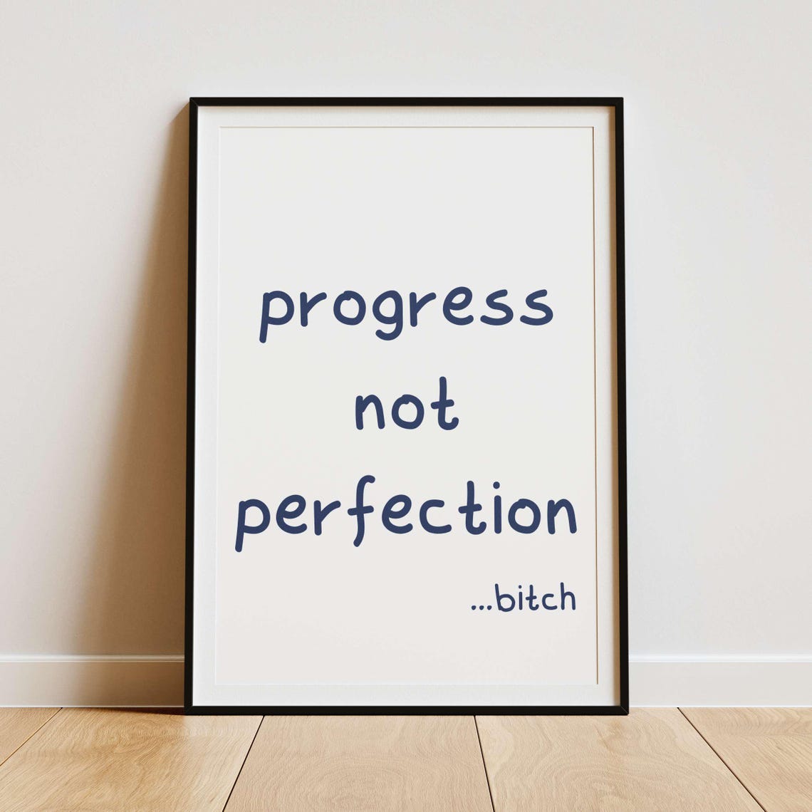Progress Not Perfection Funny Handwritten Quote Green Poster - Image 4