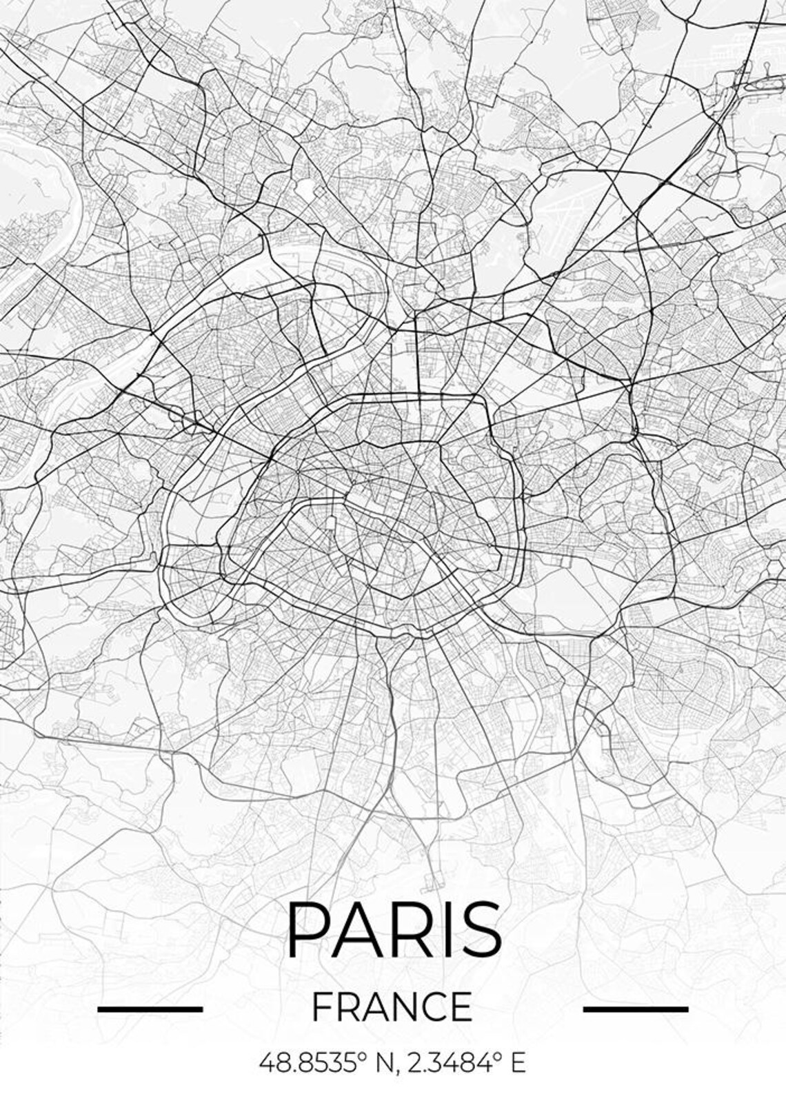 Paris France Minimalist City Street Map Art Travel Gift Poster - Image 4