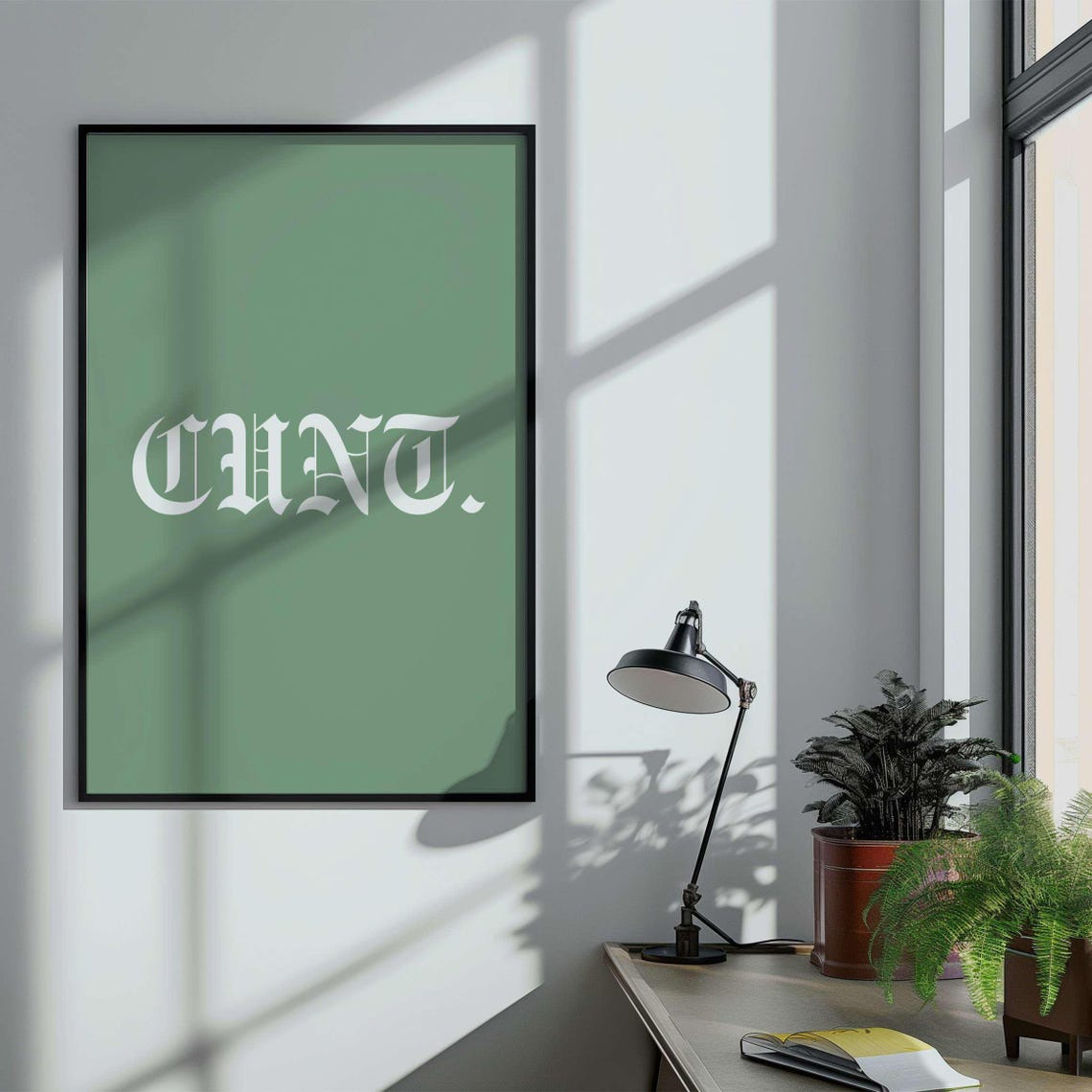 Cunt Gothic Blackletter Navy Blue Bold Single Word Quote Poster - Image 4