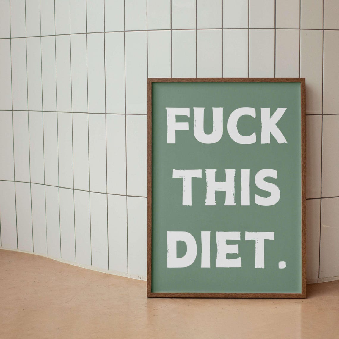 Fuck This Diet Funny Sarcastic Bold Black Kitchen Wall Poster - Image 4