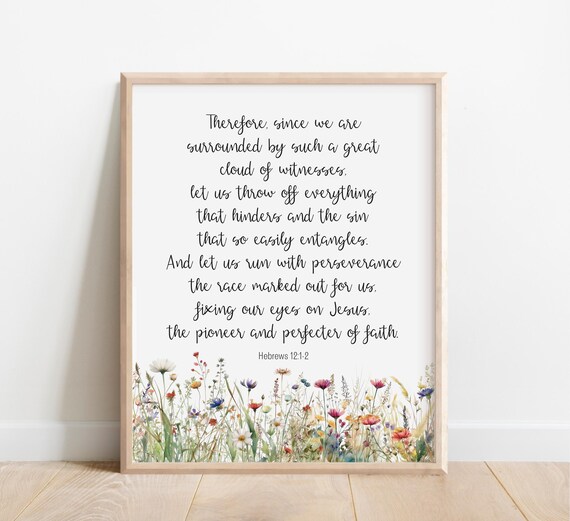 Hebrews 1212 And Let Us Run With Perseverance The Race Marked Out For Bible Verse Wall Art Christian Gift Scripture Watercolor 8x10