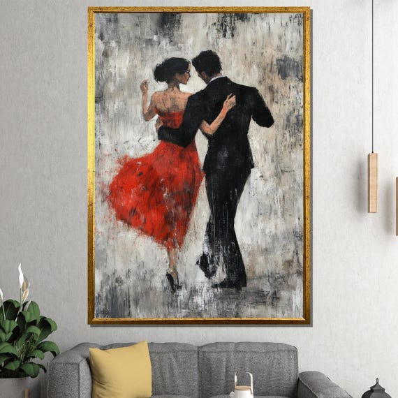 Elegant Couple Dance Painting Romantic Wall Art Gift For Dance Lovers And Timeless Home Decor