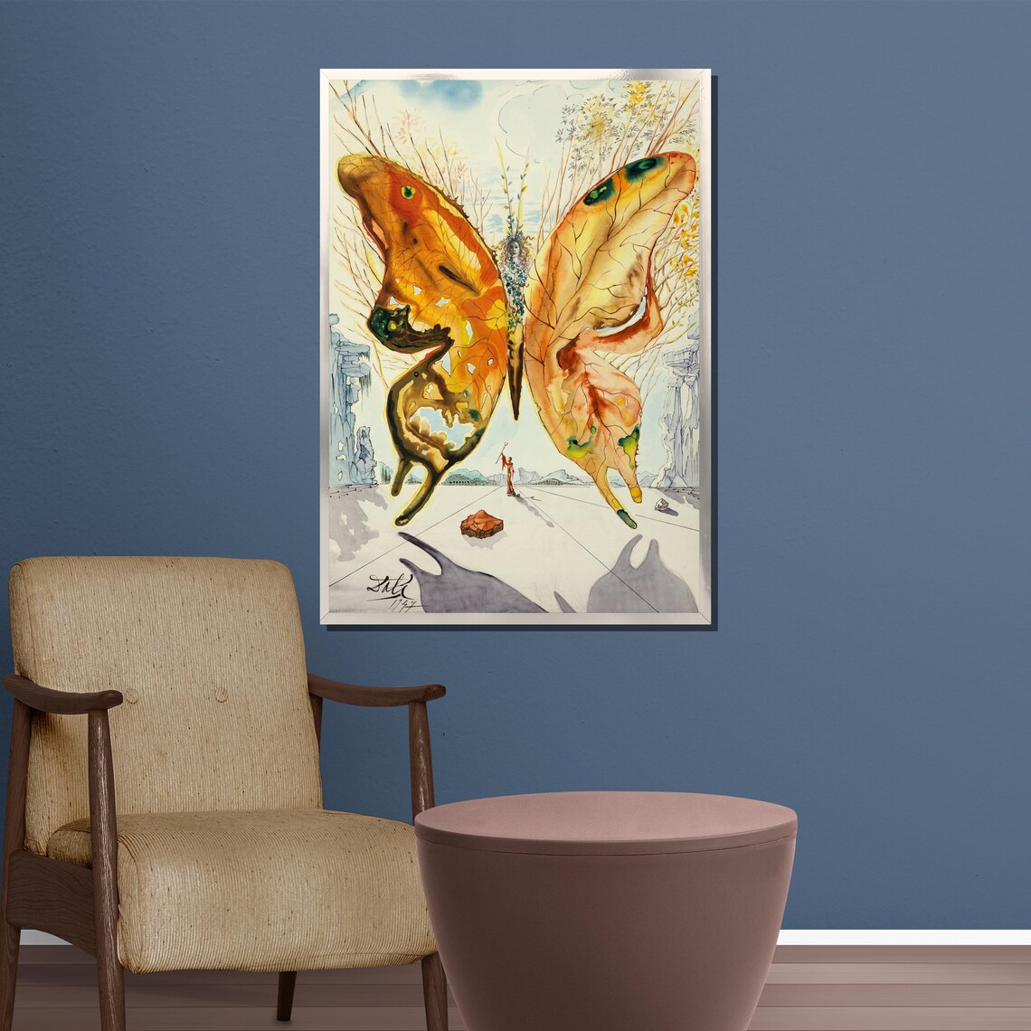 Salvador Dali Butterfly Landscape Signed Surrealist Dream Poster - Image 5