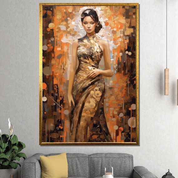 Golden Elegance Painting Glamorous Modern Wall Art Gift For Luxury Home And Office Decor