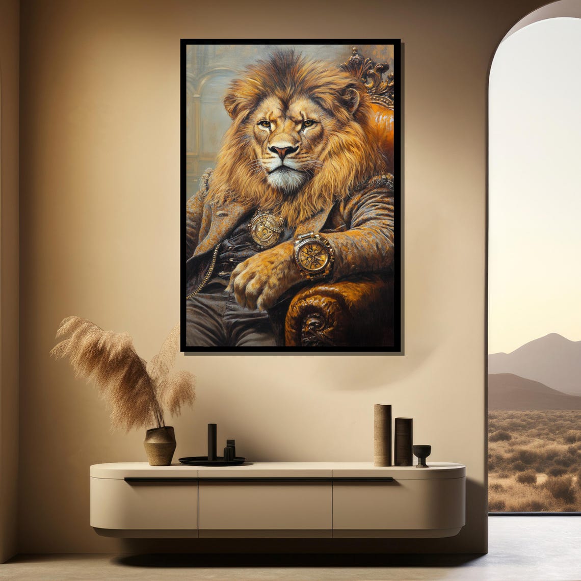 Dapper Lion Gentleman In Tweed Suit Gold Watch Funny Gift Poster - Image 4