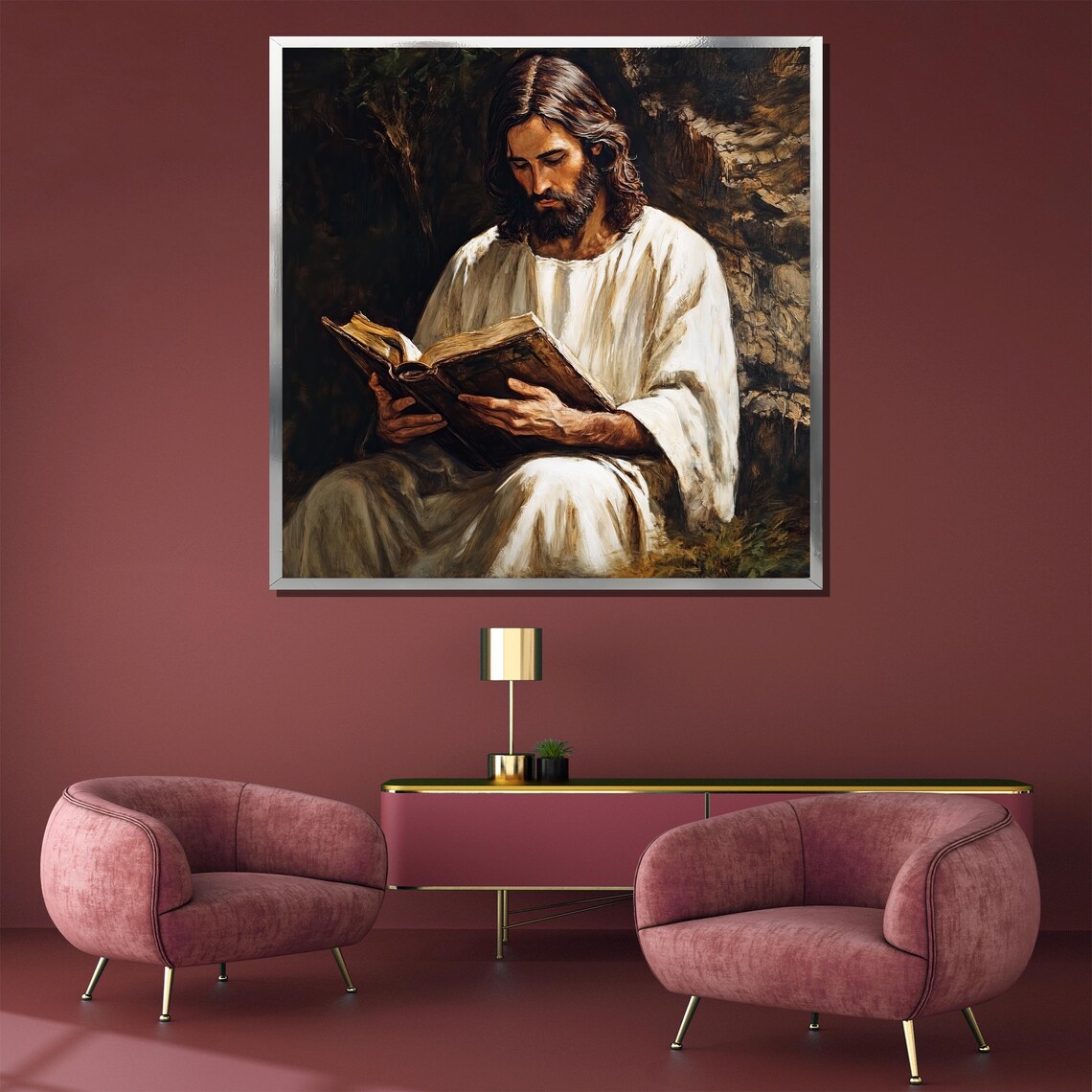 Jesus Reading Bible Classical Christian Painting Faith Poster - Image 5