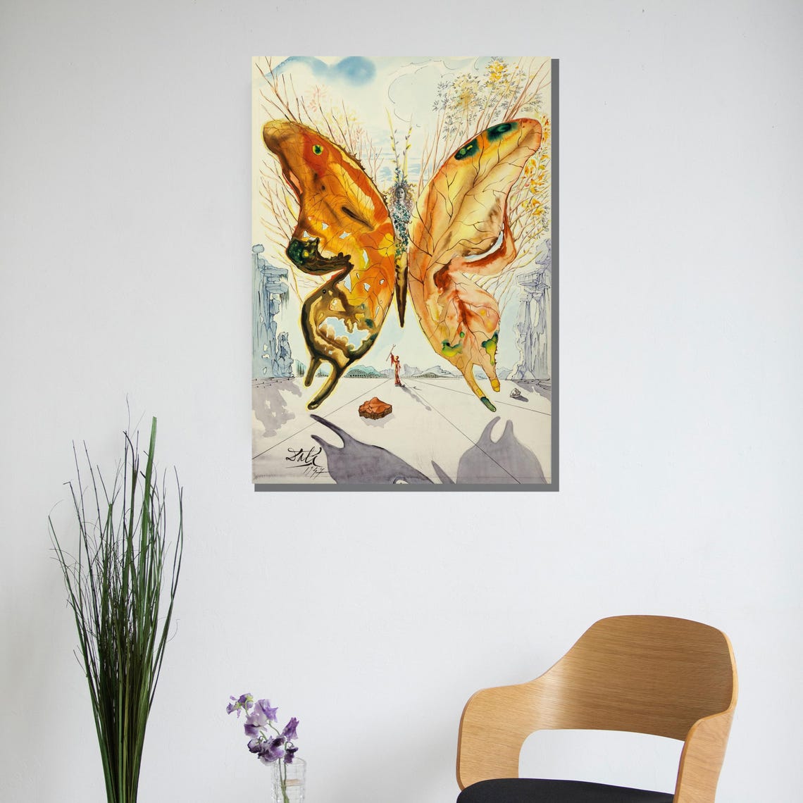 Salvador Dali Butterfly Landscape Signed Surrealist Dream Poster - Image 3