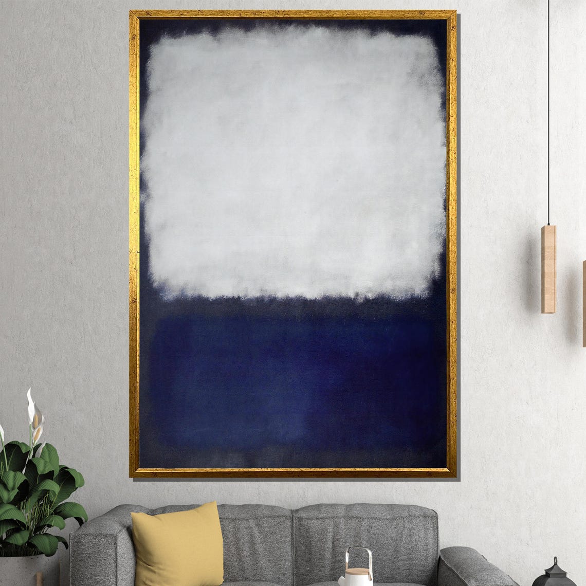 Blue and White Color Field Abstract Art Minimalist Living Room Poster