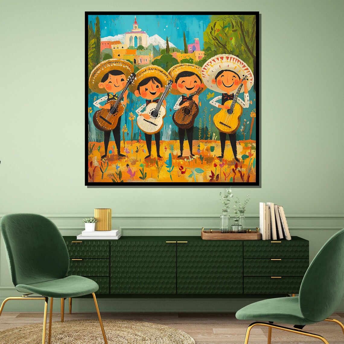Cheerful Mariachi Kids Band in Sombreros Folk Style Festive Poster - Image 4