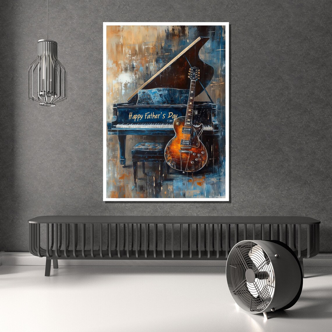 Grand Piano Guitar Happy Fathers Day Musical Gift Wall Poster - Image 2