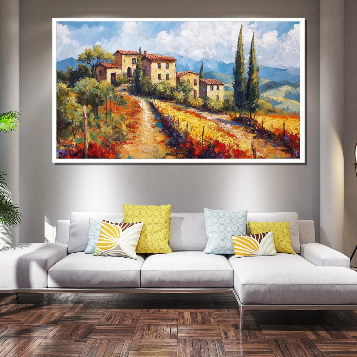 Sun Drenched Tuscan Villa On A Flower Lined Country Path Poster - Image 3