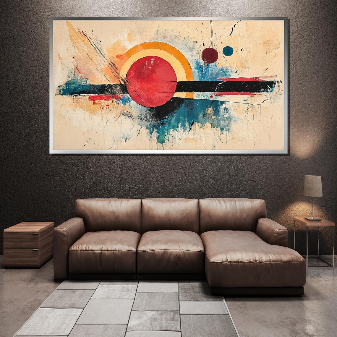 Abstract Geometric Painting Bold Mid Century Modern Wall Art Luxury Home Decor Gift For Contemporary Spaces - Image 3
