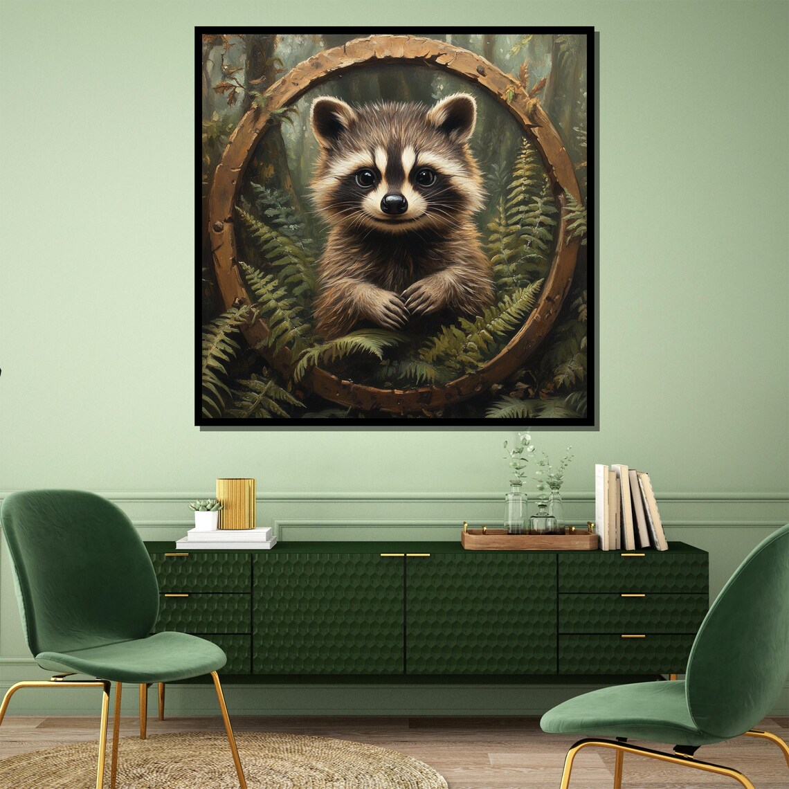 Adorable Baby Raccoon In Forest Woodland Ring Nursery Cute Poster - Image 4