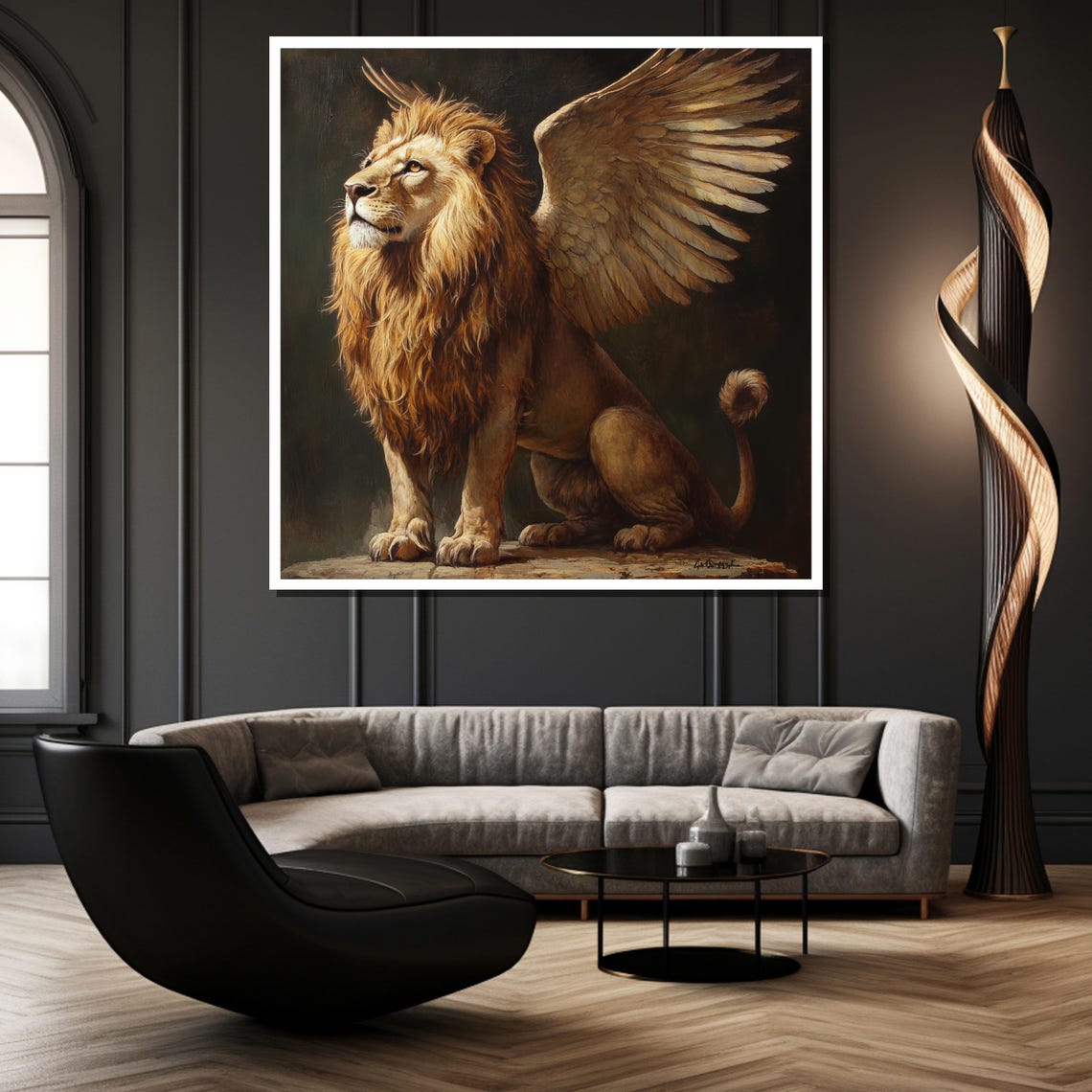 Winged Lion in Fantasy Art Majestic Mythical Creature Poster - Image 2