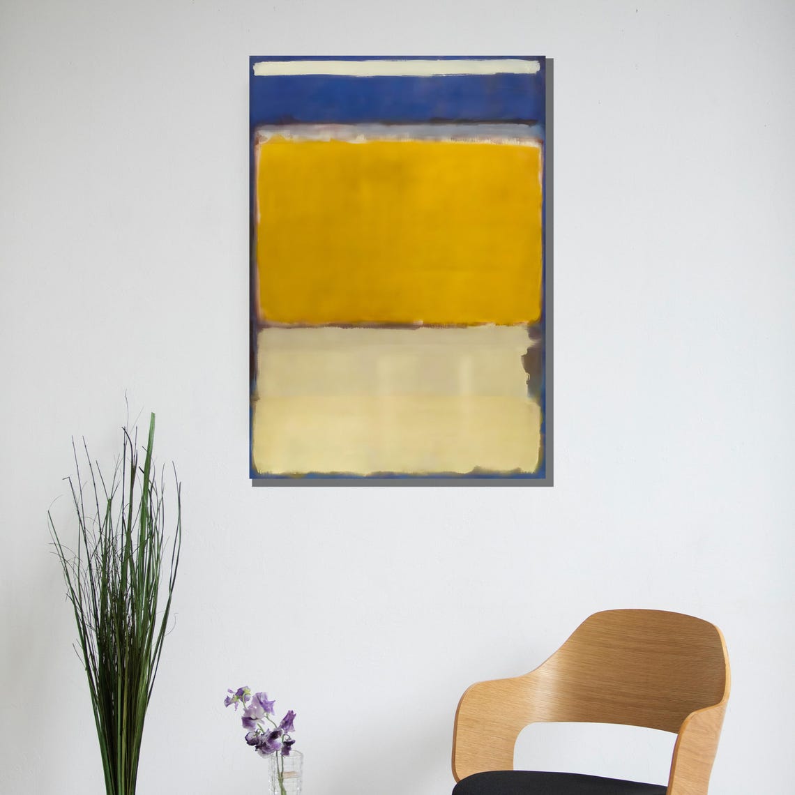 Vivid Royal Blue Golden Yellow and Cream Bold Color Field Poster - Image 3