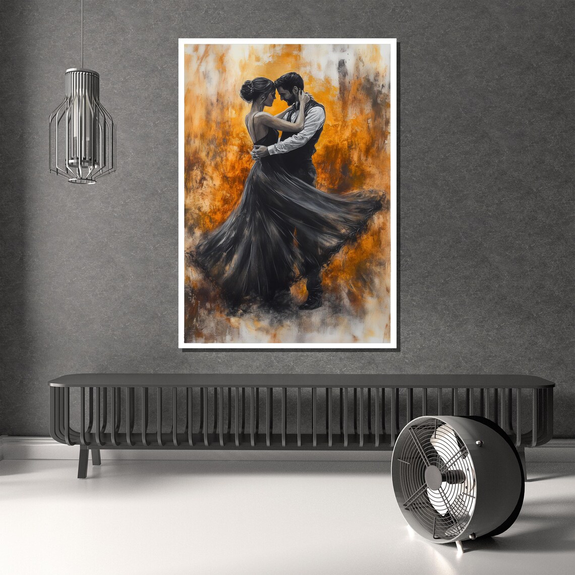 Elegant Couple Dance Black Gold Tango Romance Art Wall Poster - Image 2