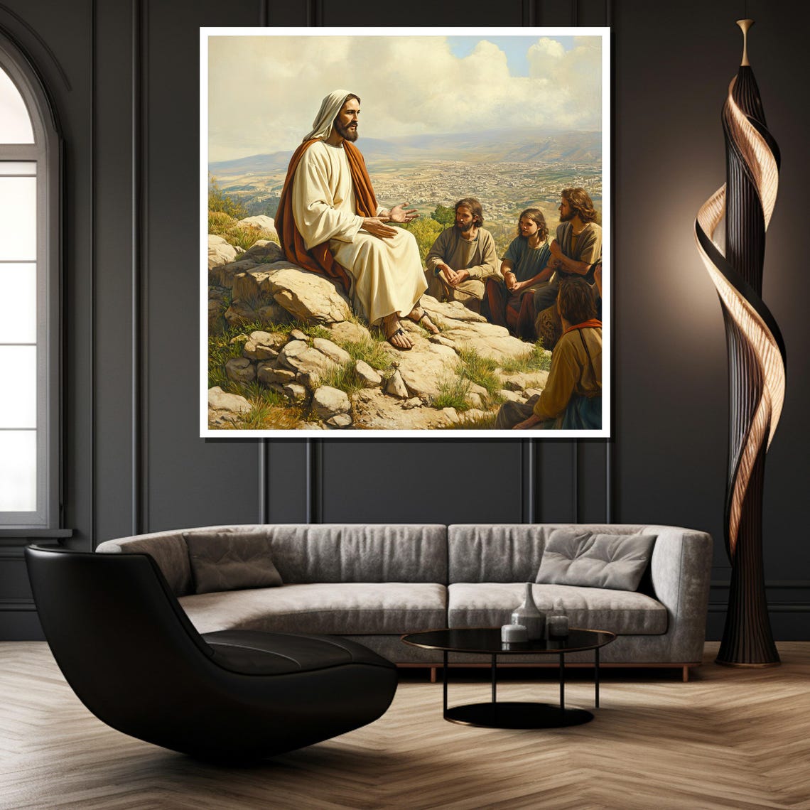 Jesus Teaching Disciples Sermon on the Mount Hillside Poster - Image 4