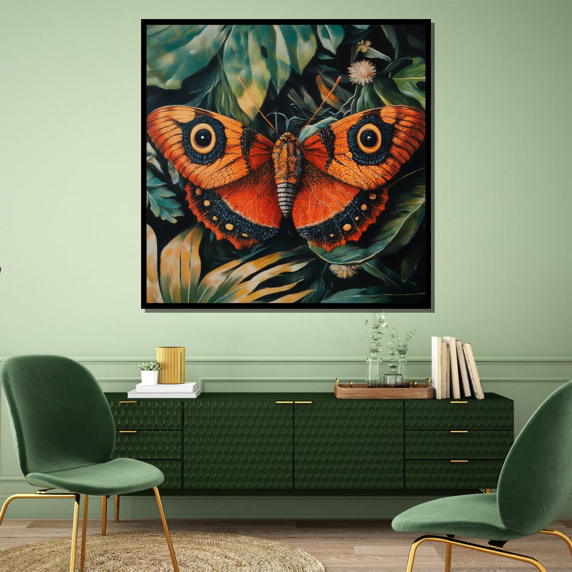 Vibrant Orange Butterfly Painting Unique Wall Art Gift For Nature And Insect Lovers - Image 4