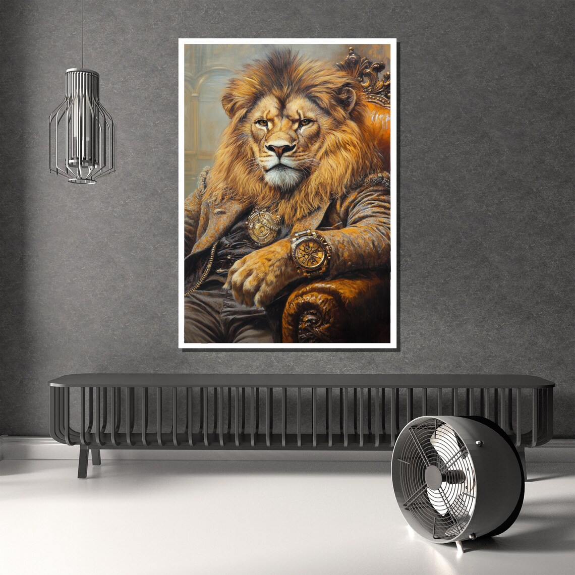 Dapper Lion Gentleman In Tweed Suit Gold Watch Funny Gift Poster - Image 2