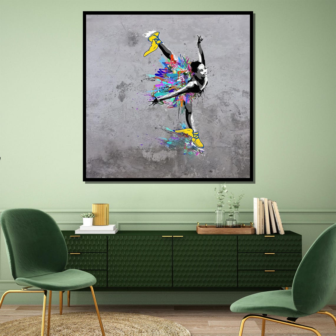Colorful Ballerina In Sneakers Painting Unique Wall Art Gift For Modern Home Decor And Vibrant Artistic Style - Image 4