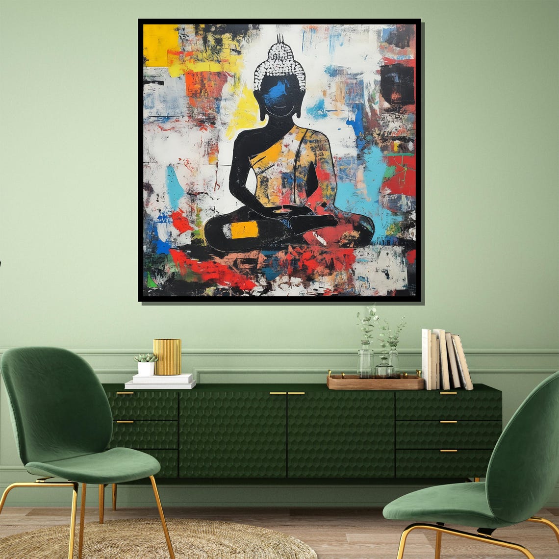 Colorful Abstract Buddha Silhouette Modern Spiritual Art Poster - Image 4