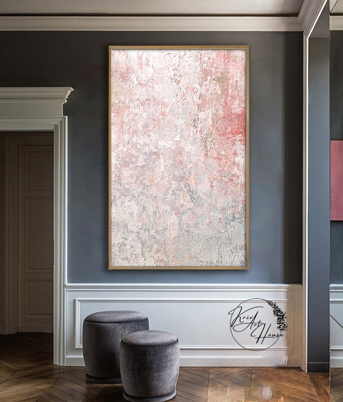 Pink Abstract Painting, Oversized Wall Art Print - Image 3
