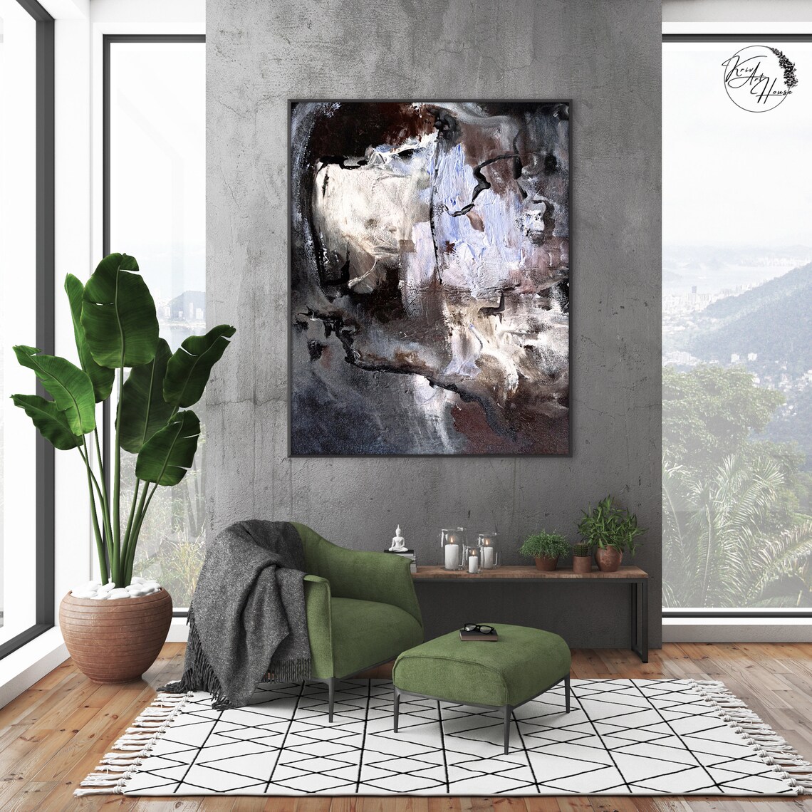 Black and Grey Abstract Painting, Minimalist Art Print - Image 3