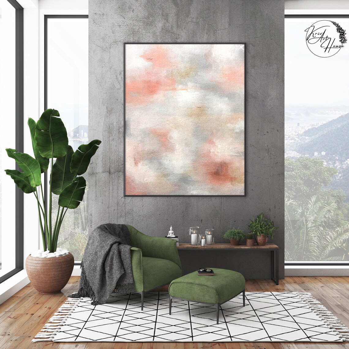 Modern Art Deco Outdoor Wall Art Print, Beige - Image 2