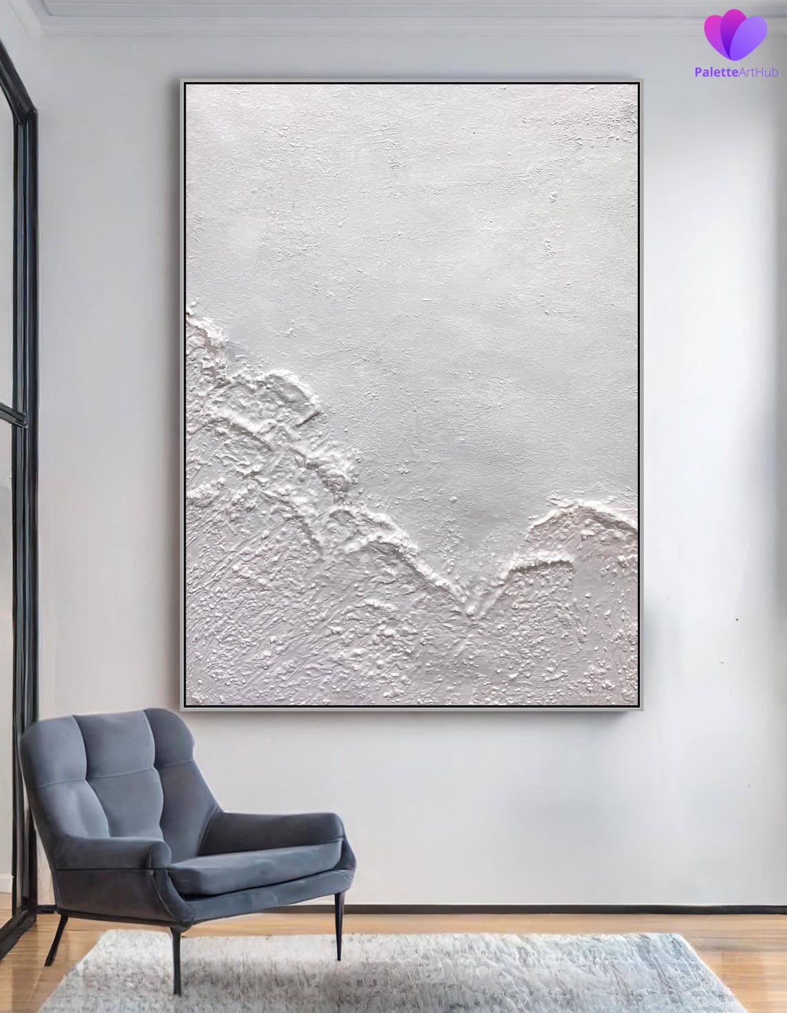 White Minimalist Soft Wave 3D Textured Calm Serene Abstract Poster - Image 2