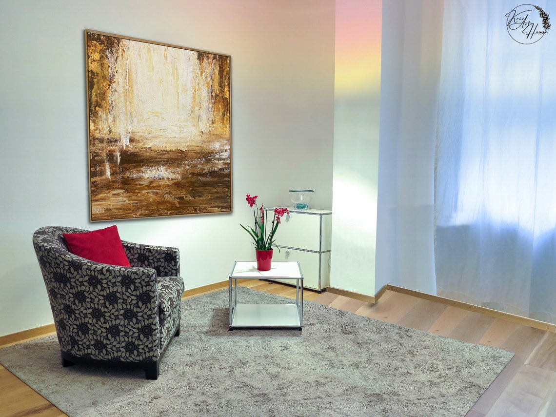 Bronze Gold Abstract Glowing Field Sunset Texture Wall Art Print - Image 3