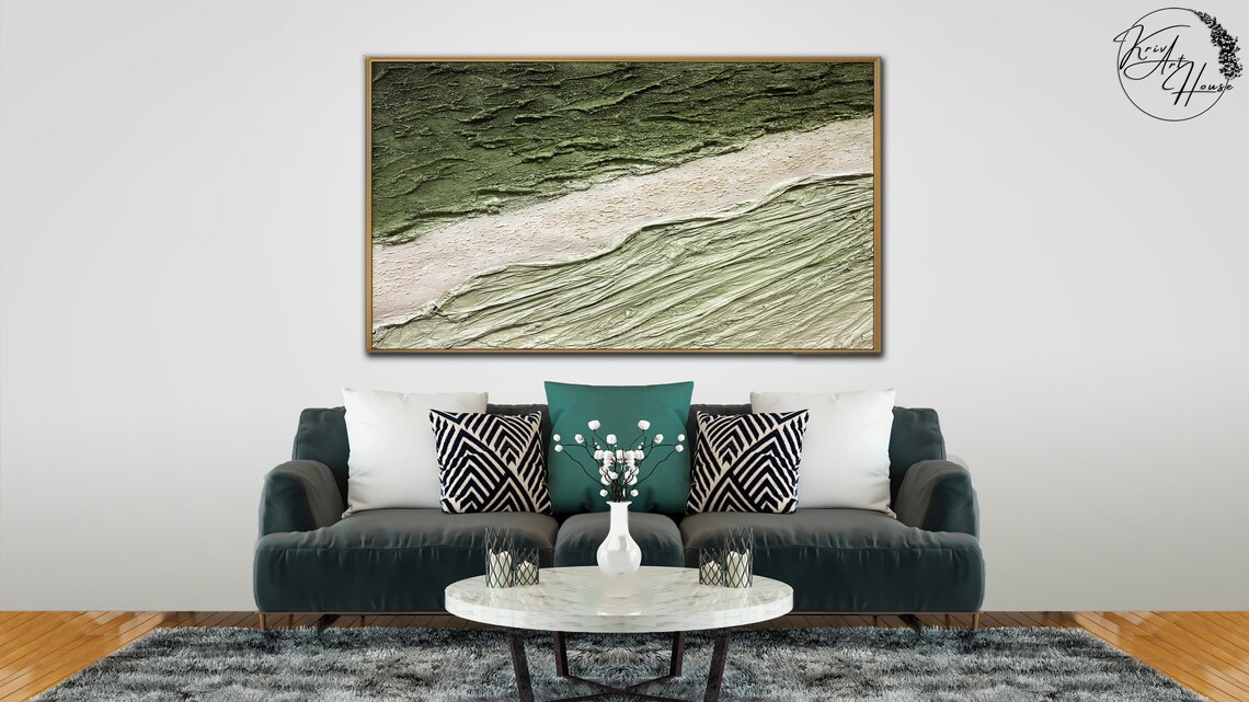 Modern Green Textured Art Print, Abstract Wall Decor - Image 2