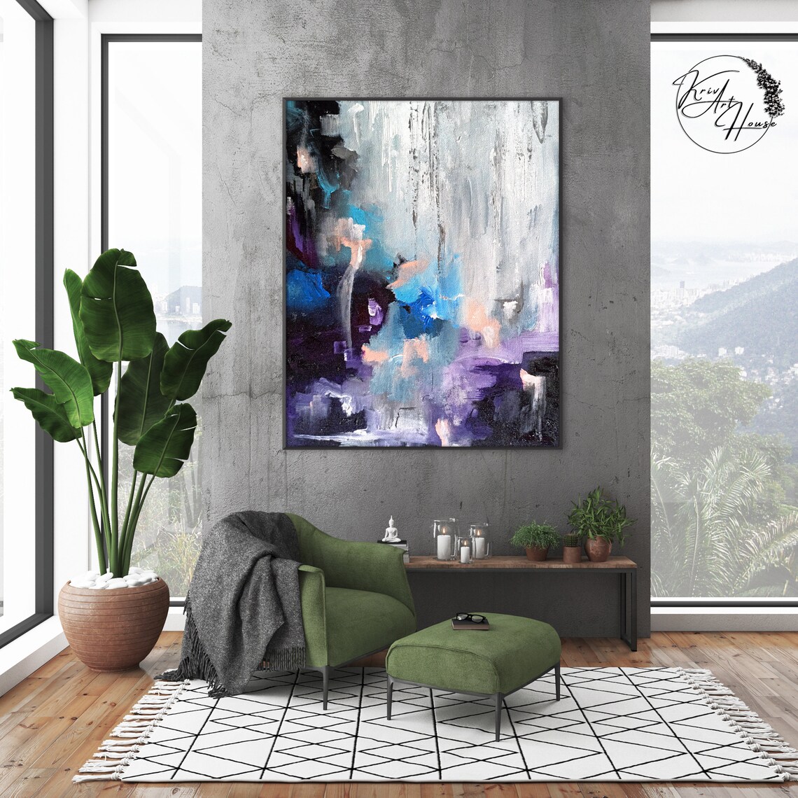 Unique Brush Strokes Abstract Art, Modern Decor - Image 2