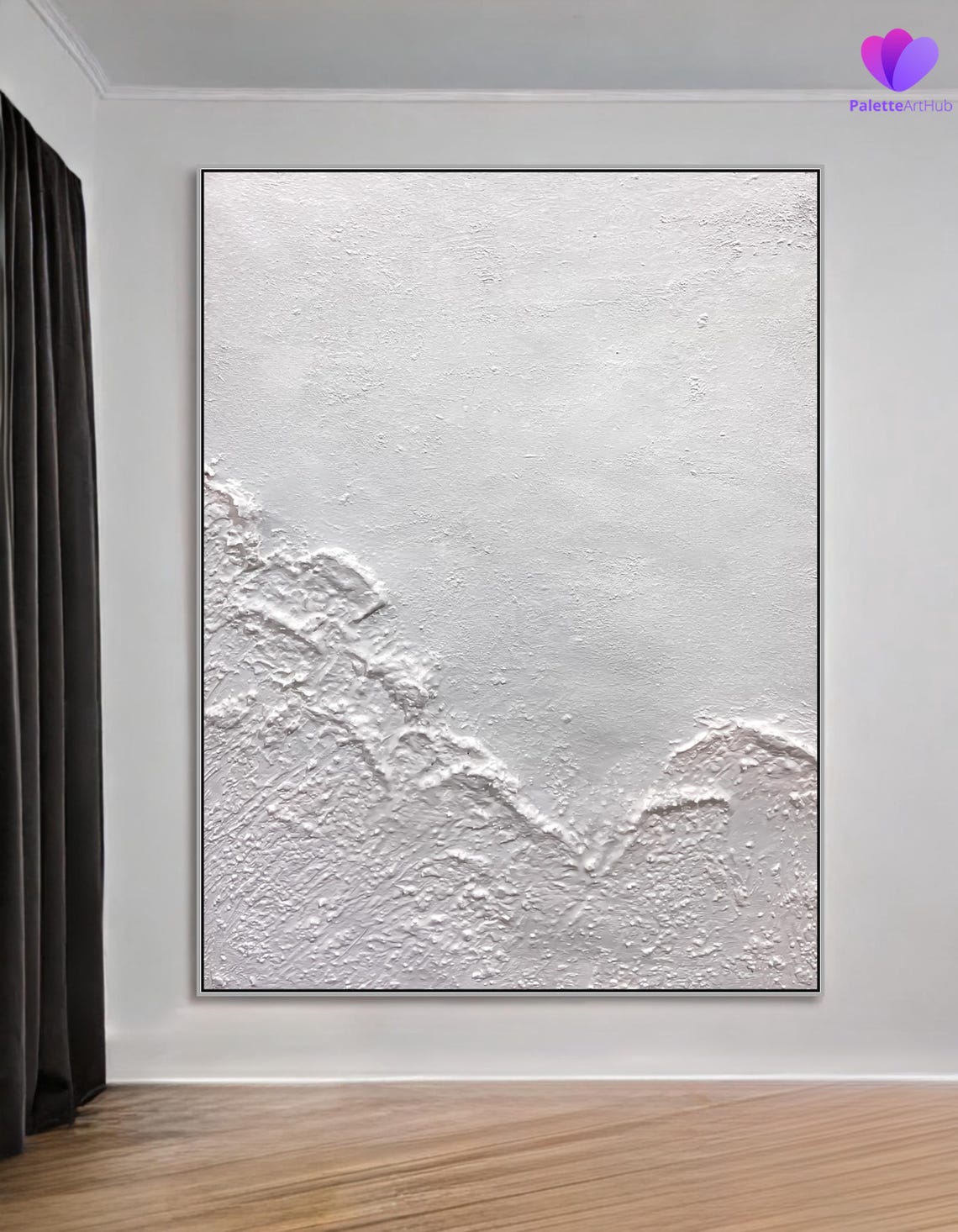 White Minimalist Soft Wave 3D Textured Calm Serene Abstract Poster - Image 3