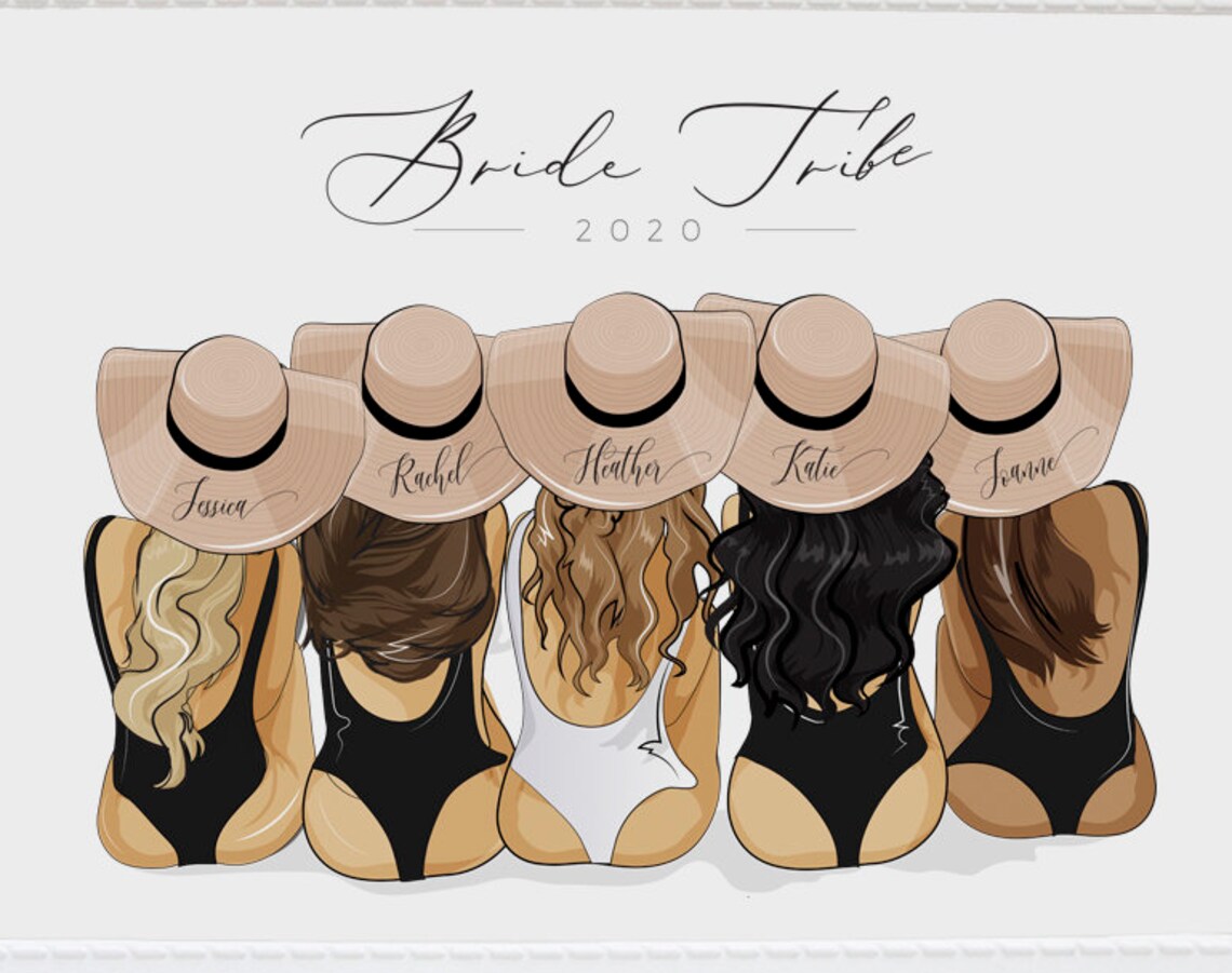 Personalized Best Friend Bridesmaid Illustration Art Print - Image 3