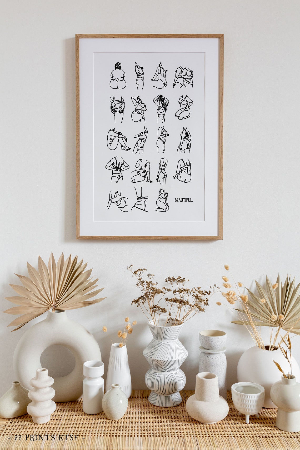 Beautiful Body Positivity Twenty Figures Line Art White Poster - Image 3