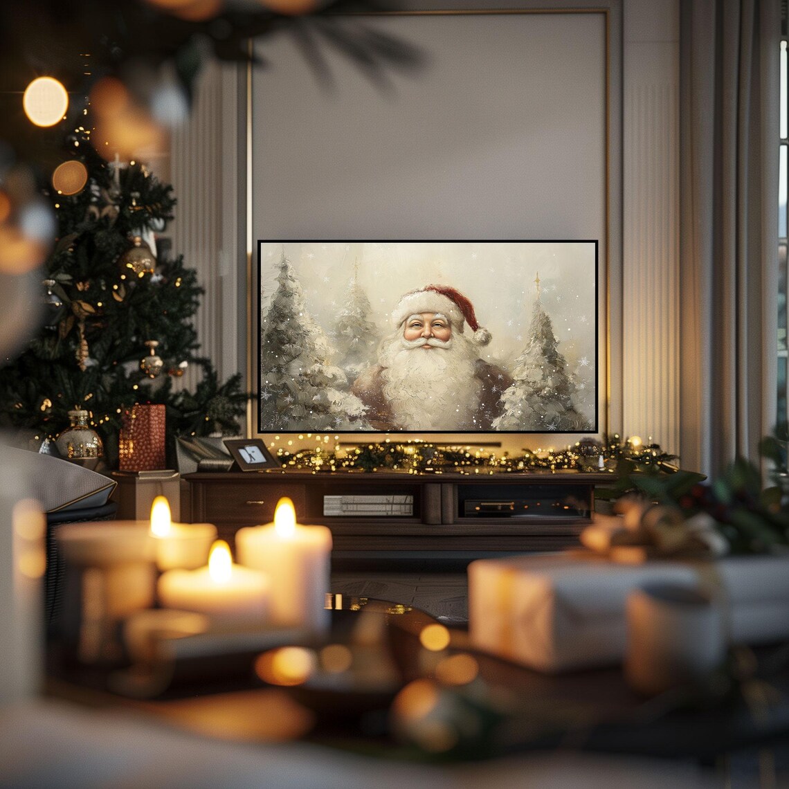Vintage Santa Portrait Christmas Frame Tv Art Frame Tv Art Christmas Frame Tv Christmas Art Holiday Frame Tv Art Art For Your Tv - Image 3