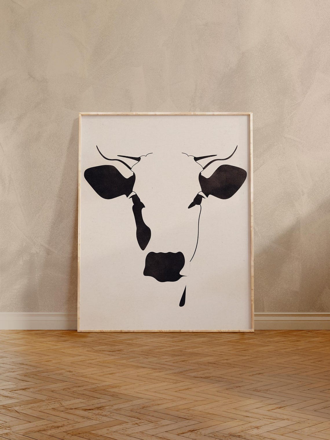 Minimalist Black Silhouette Cow Head on White Background Poster - Image 5
