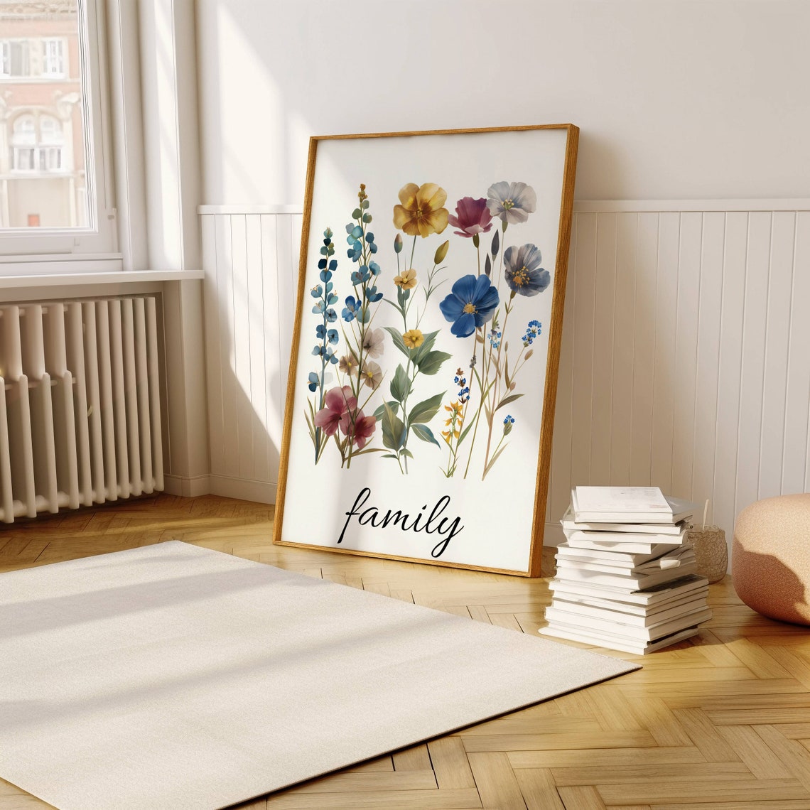 Watercolor Wildflowers With Family Script Typography Art Print - Image 5